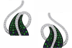 3.63 cts of Blue Sapphire and Tsavorite Leaf studs