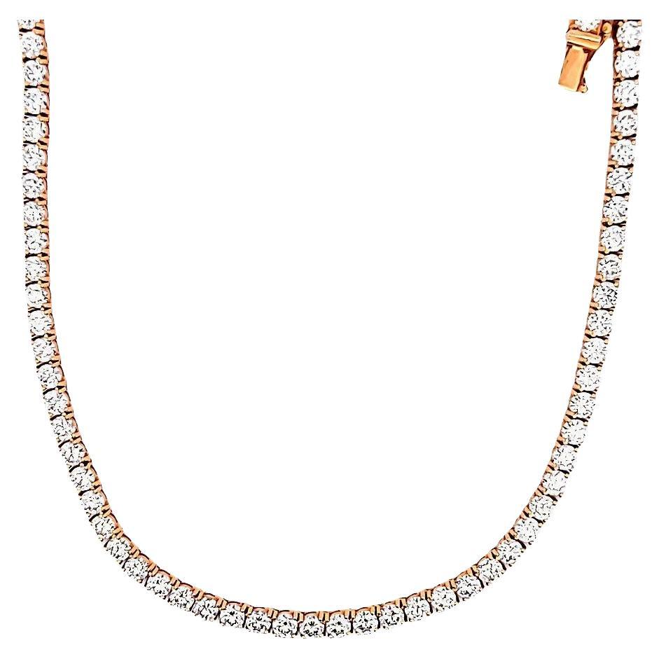 36.30 Carat Round Brilliant G VS1 Diamond 18 Karat Yellow Gold Riviera Necklace