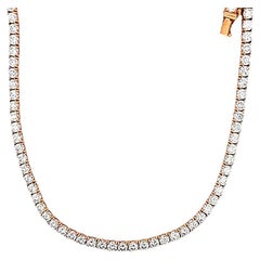 36.30 Carat Round Brilliant G VS1 Diamond 18 Karat Yellow Gold Riviera Necklace