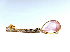 36,34 Karat natürliche Rosenquarz-Diamant-Ohrhänger, 14 Karat Pink Flash*