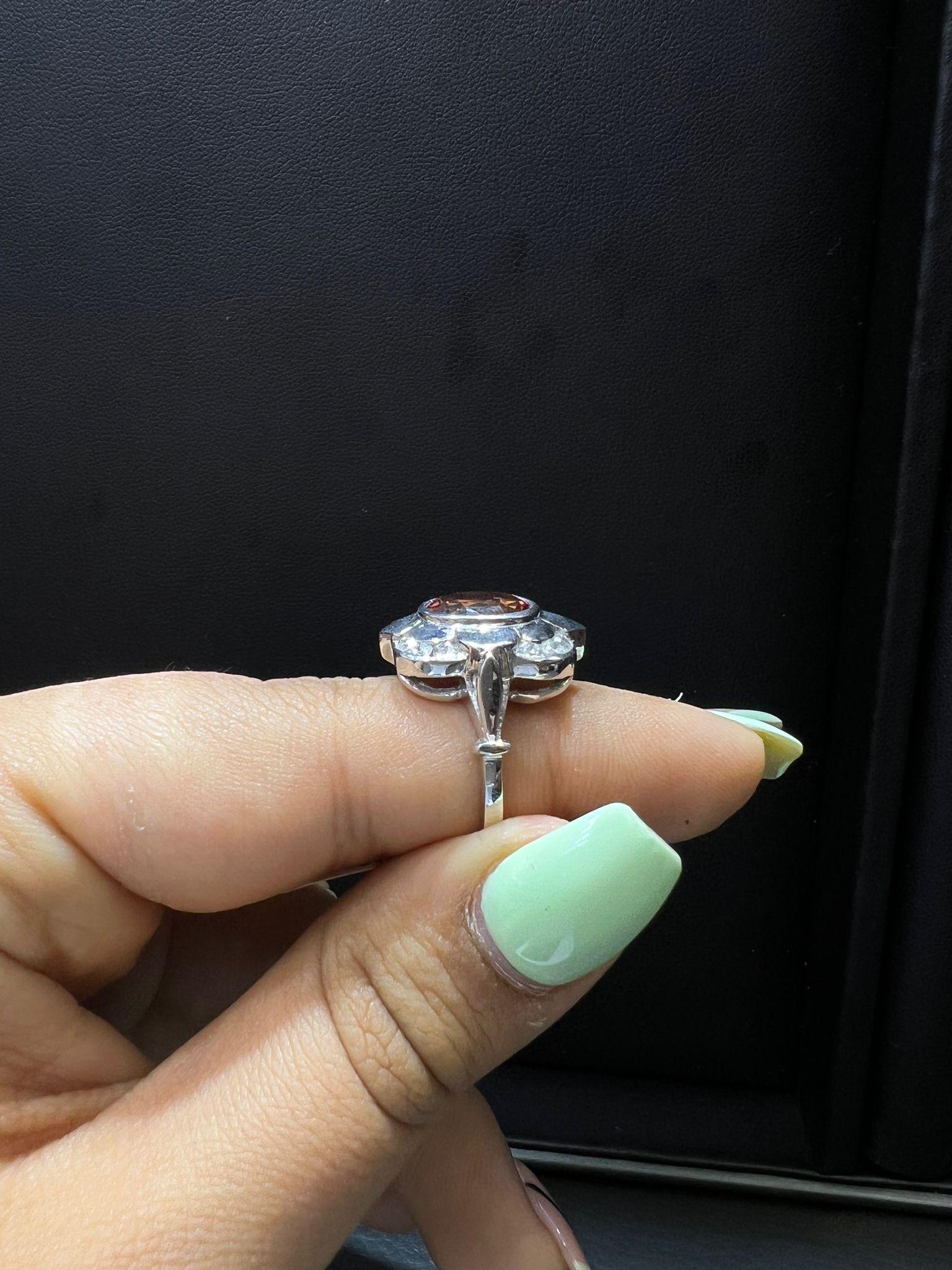 3.63ct Natural Ceylon Padparadscha Sapphire 14K White Gold Ring 1