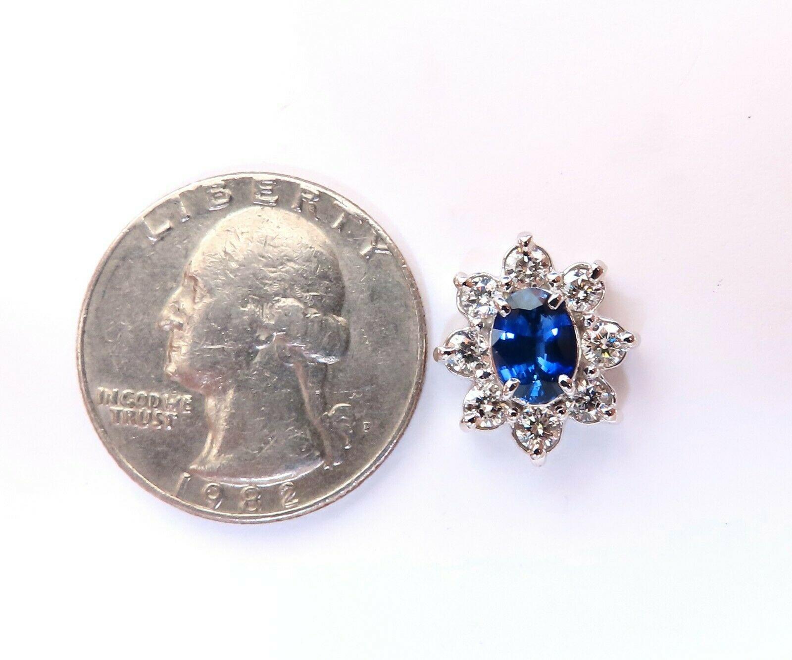 Oval Cut 3.63ct Natural Sapphire Diamond Earrings 14kt Cluster Halo Prime For Sale