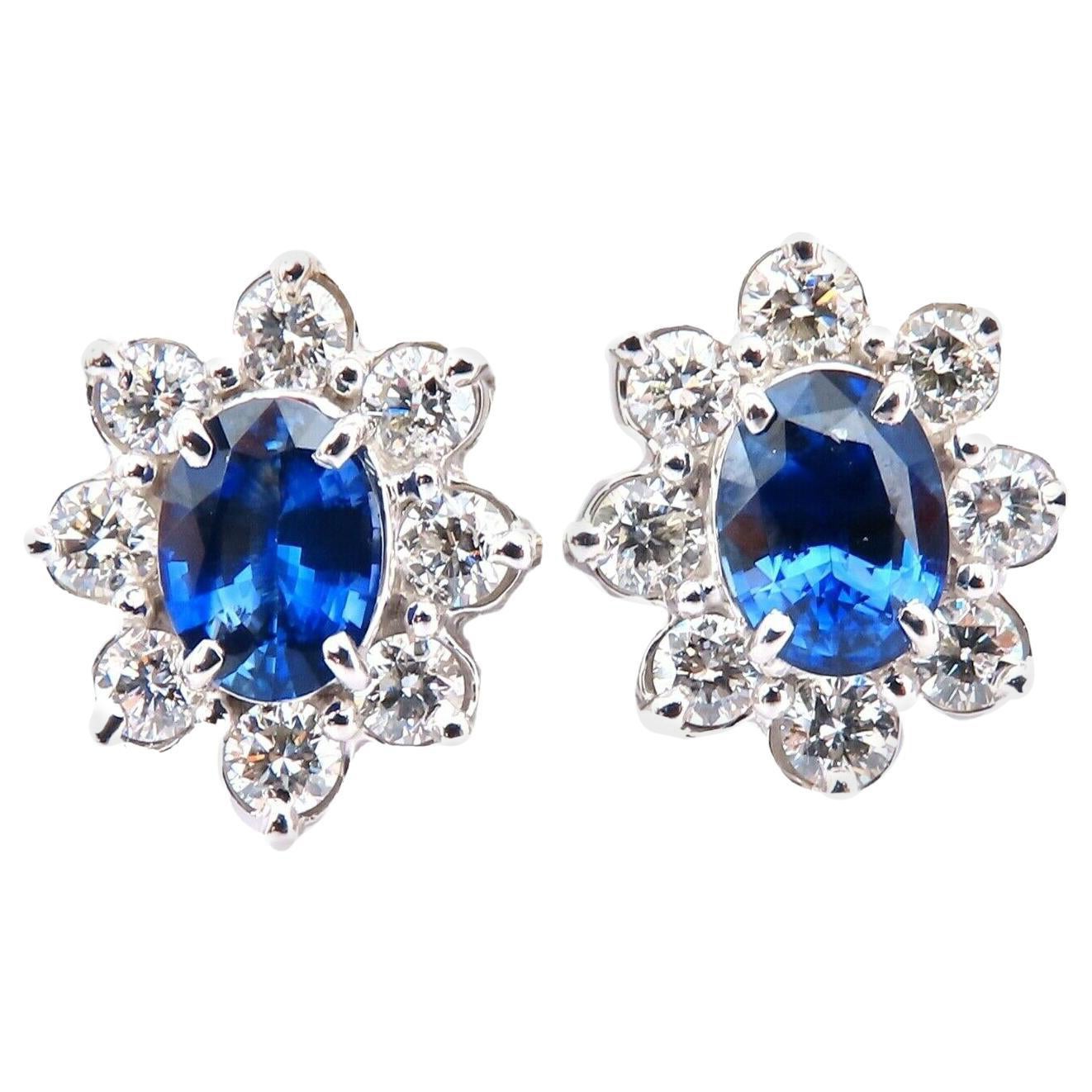 3,63 Karat natürliche Saphir-Diamantohrringe, 14 Karat, Cluster-Halo, Prime* im Angebot
