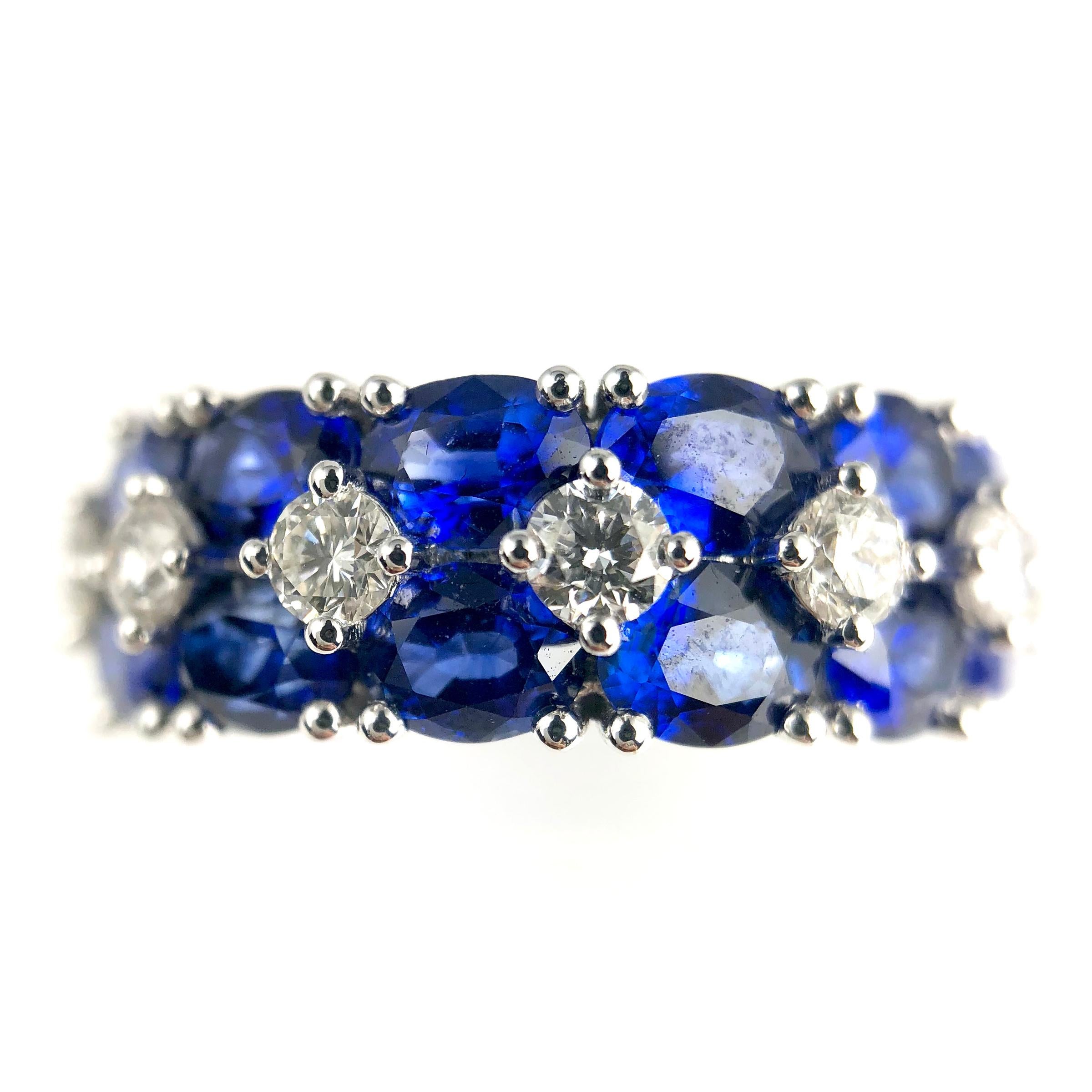 Contemporary 3.64 Carat Blue Sapphire and 0.52 Carat Diamond Fashion Ring in 18 Karat Gold