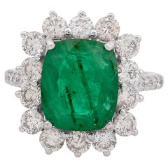 Anillo de cóctel con esmeralda de 3,64 quilates Diamante SI/H de 1,55 quilates Oro blanco de 18 quilates