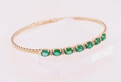 3.64 Carat Emerald Diamond Flexible Bangle Bracelet in 14K Yellow Gold