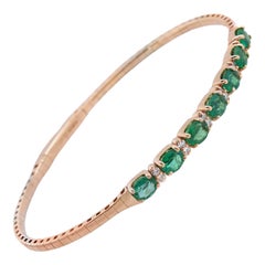 Pulsera Flexible de Oro Amarillo con Diamante Esmeralda de 3,64 Quilates