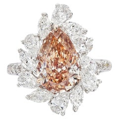 3.64 Karat Birne Statement Fancy Gelb Einer Krone würdig Rarität Diamantring