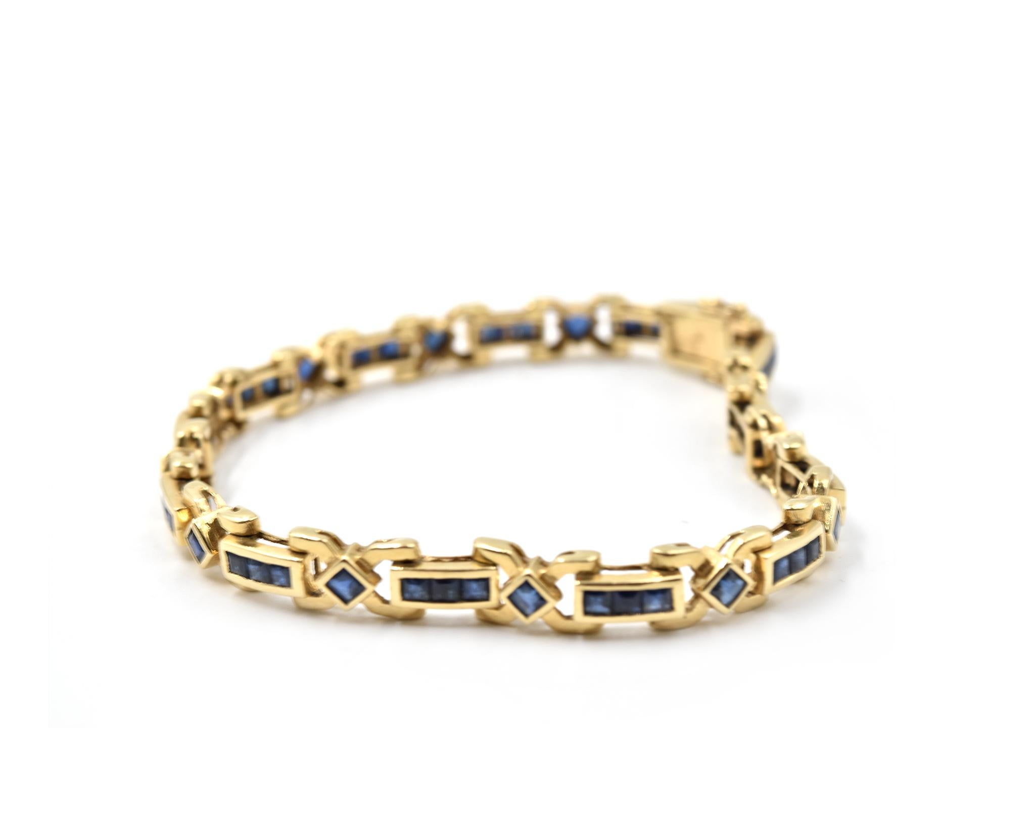 3.64 Carat Sapphire 14 Karat Yellow Gold Bracelet In Excellent Condition In Scottsdale, AZ