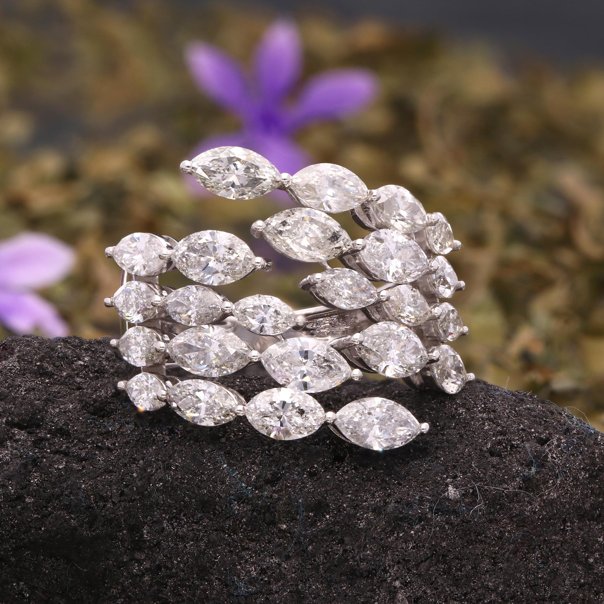 Taille Marquise 3.64 Carat SI Clarity HI Color Marquise Diamond Wrap Ring 18 Karat White Gold en vente