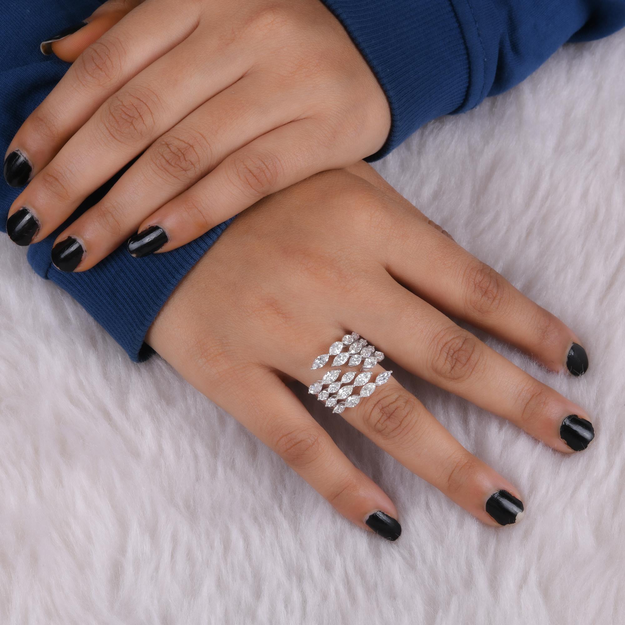 3.64 Carat SI Clarity HI Color Marquise Diamond Wrap Ring 18 Karat White Gold Pour femmes en vente