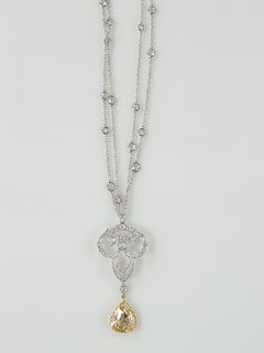 3.64 Carat Rose Cut Diamond Necklace Set in 18 Karat Gold