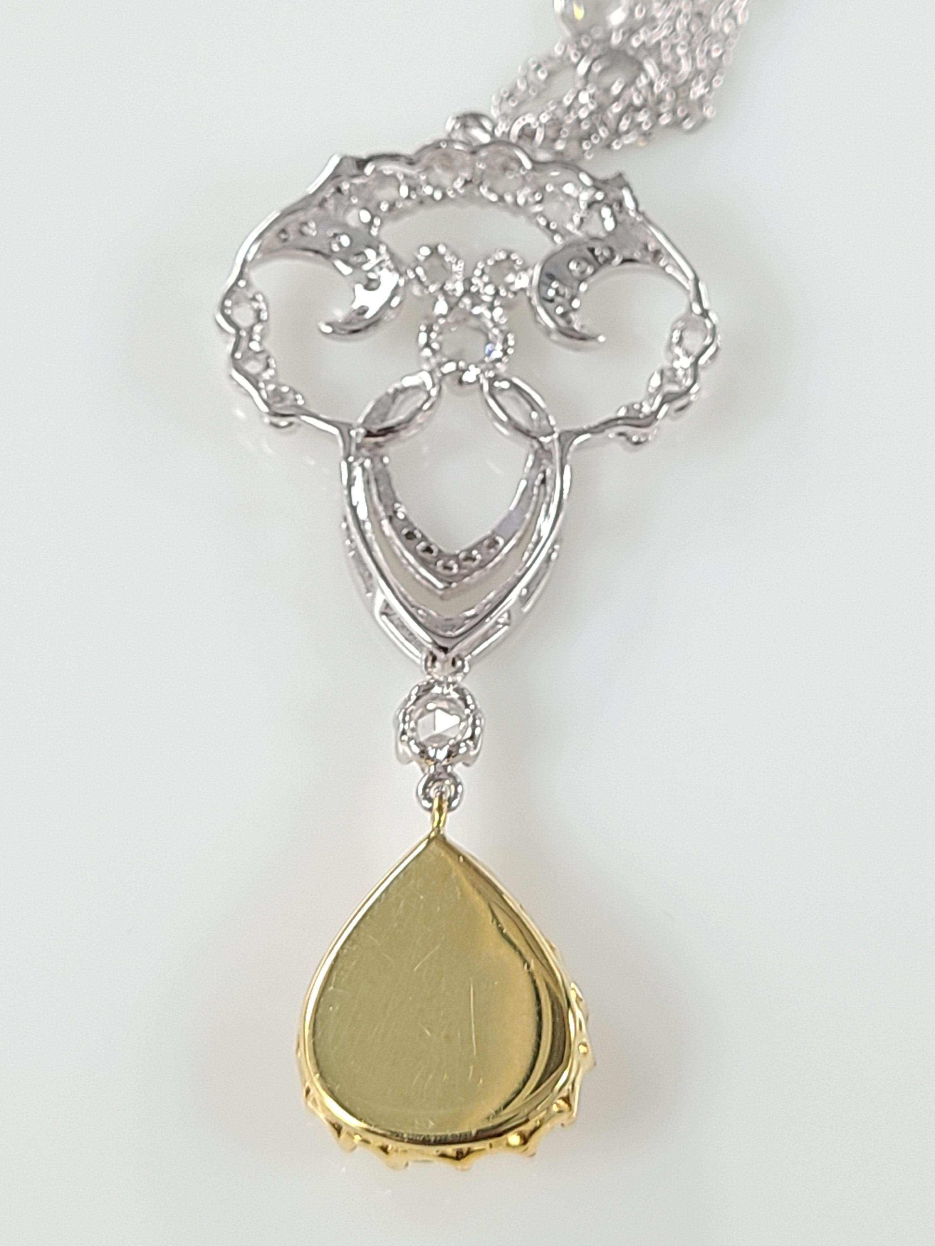 Collier en or 18 carats serti d'un diamant taille rose de 3,64 carats Unisexe en vente
