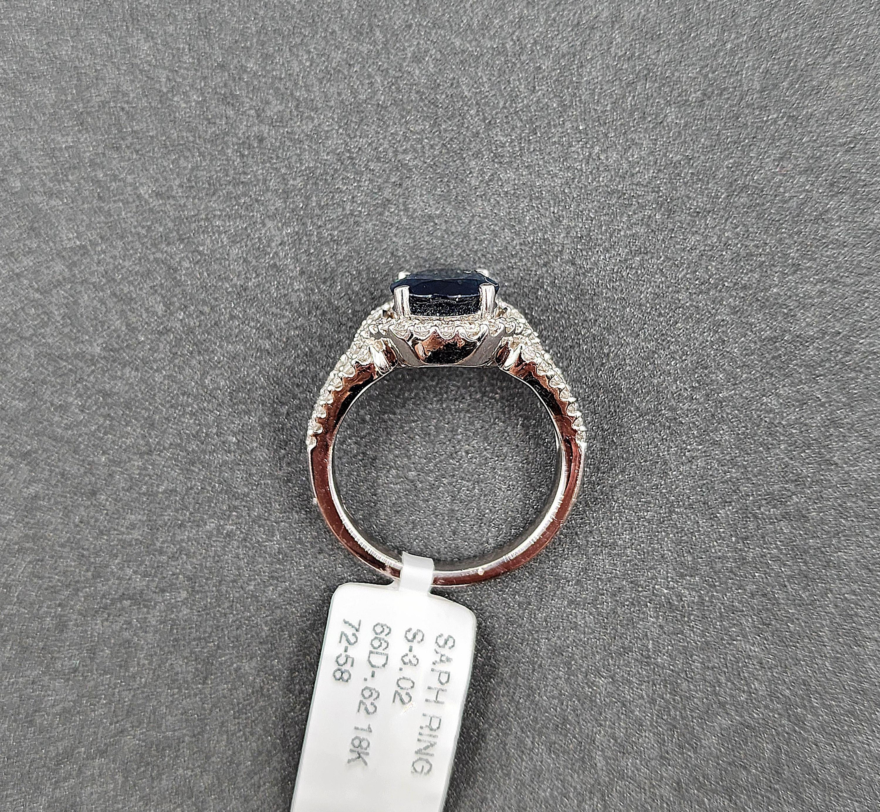 3.64 ct Natural Sapphire & Diamond Ring For Sale 1