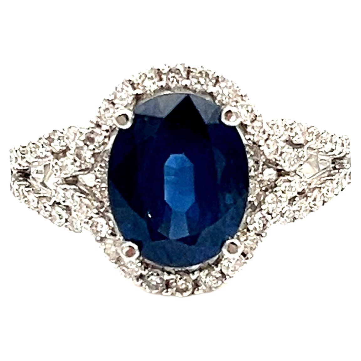 3.64 ct Natural Sapphire & Diamond Ring  For Sale