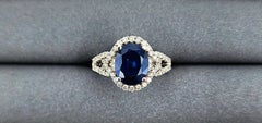 Anillo de Zafiro Natural y Diamante de 3,64 ct
