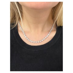 36.41 Carats Oval Diamond East West Tennis Necklace