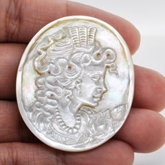36.44 Carat Hand Carved Mother of Pearl Lady Cameo Carving Loose Gemstone