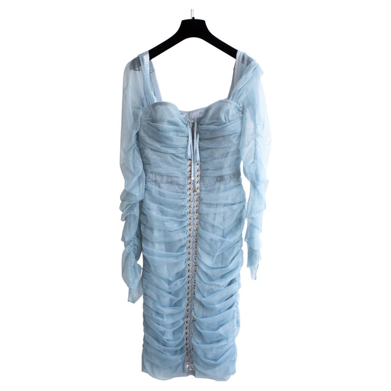 dolce and gabbana light blue lace dress Lace Contour Maxi Dress in Light Blue – Giana Rose Couture main image 0