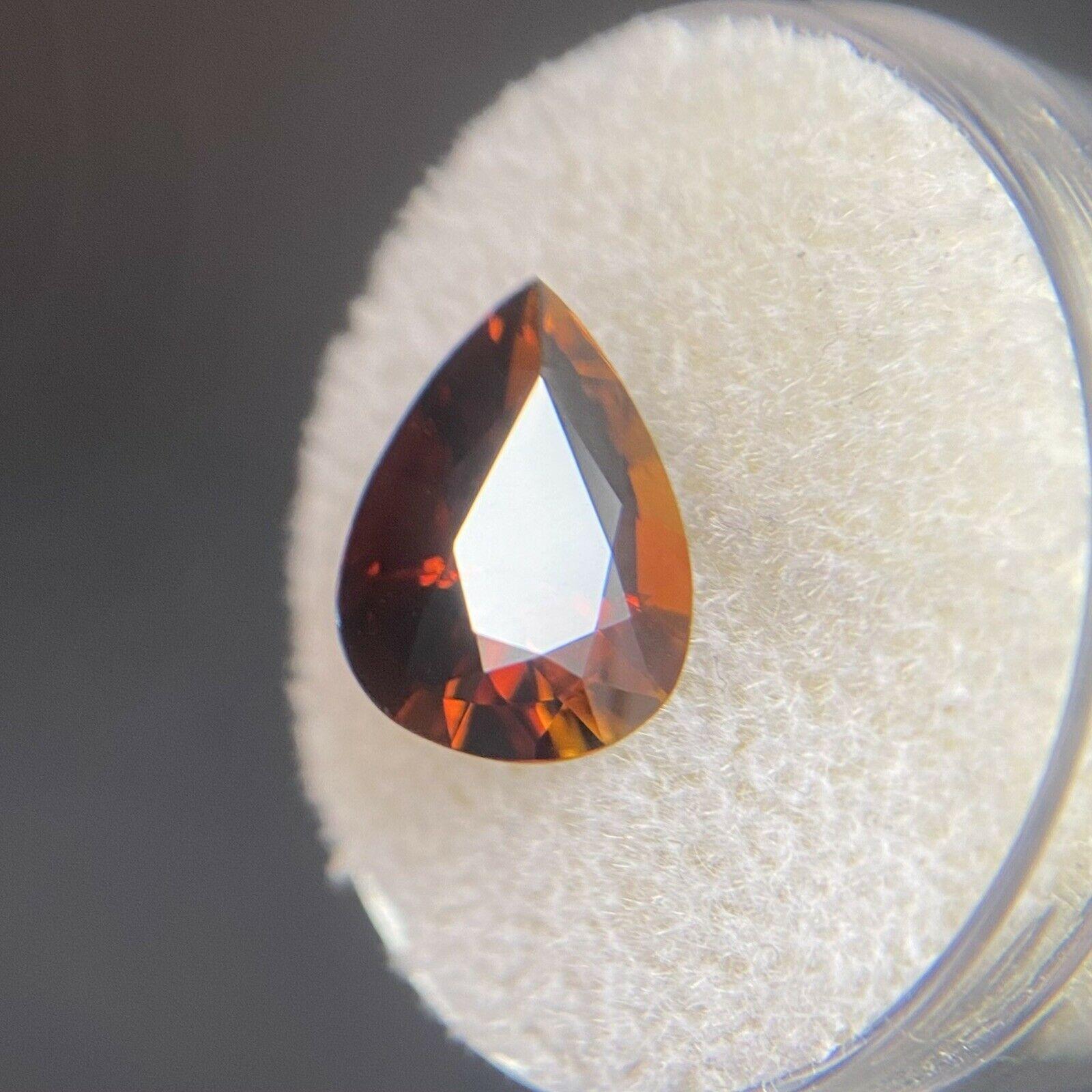 3.64ct Deep Orange Tourmaline Pear Cut Loose Gemstone 12.5 x 9mm

Deep Orange Tourmaline Gemstone. 
3.64 carat stone with a beautiful deep reddish orange colour and very good clarity. Some small natural inclusions visible when looking closely but