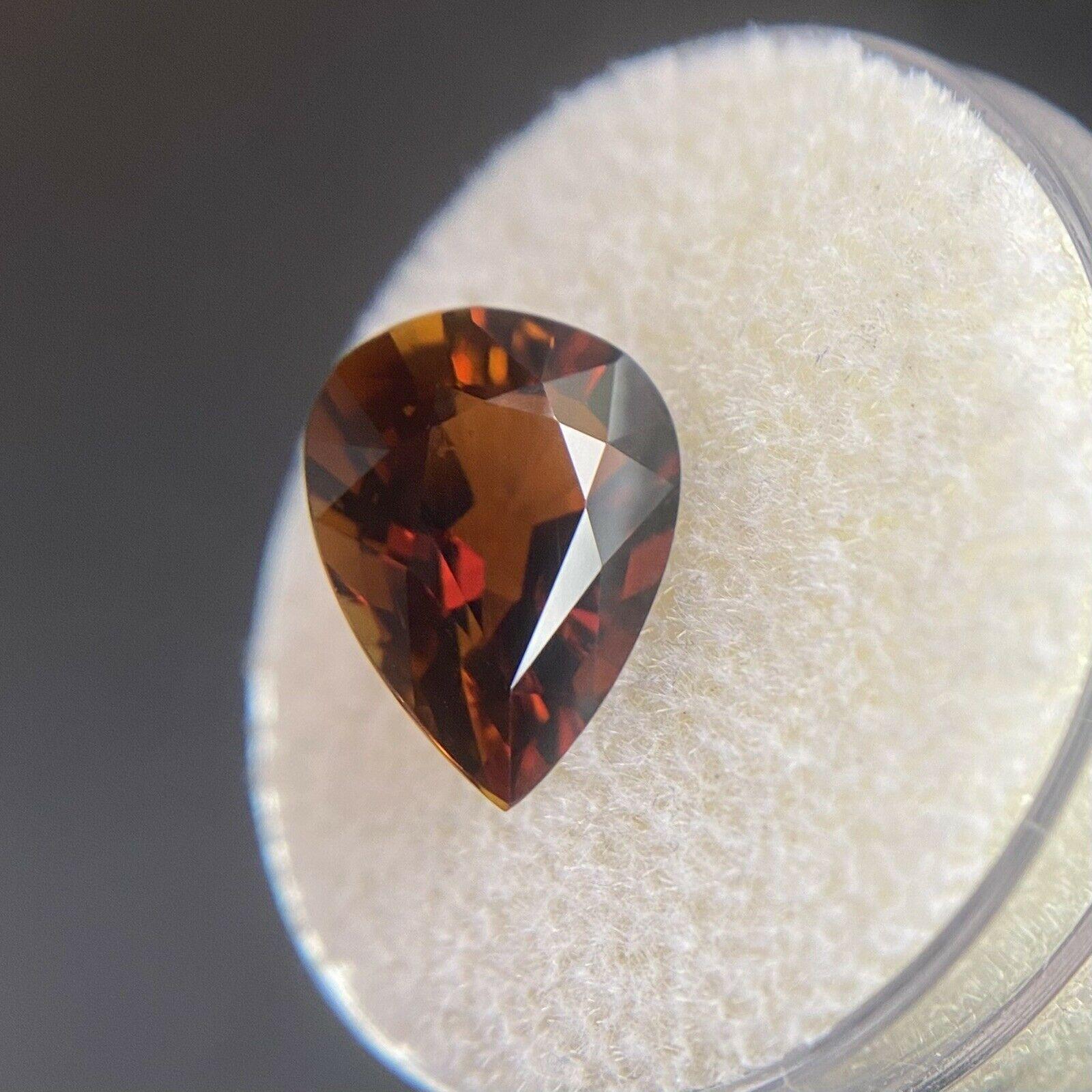 3.64ct Deep Orange Tourmaline Pear Cut Loose Gemstone In New Condition For Sale In Birmingham, GB