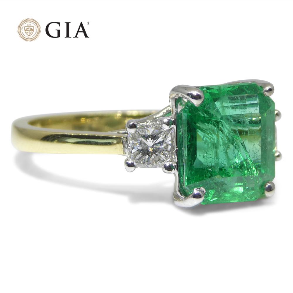 3,64ct Grüner Smaragd, Diamant Verlobungsring in 18k Weiß- und Gelbgold im Angebot 5