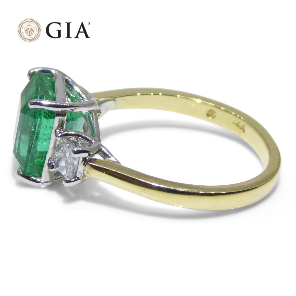 3,64ct Grüner Smaragd, Diamant Verlobungsring in 18k Weiß- und Gelbgold im Angebot 6