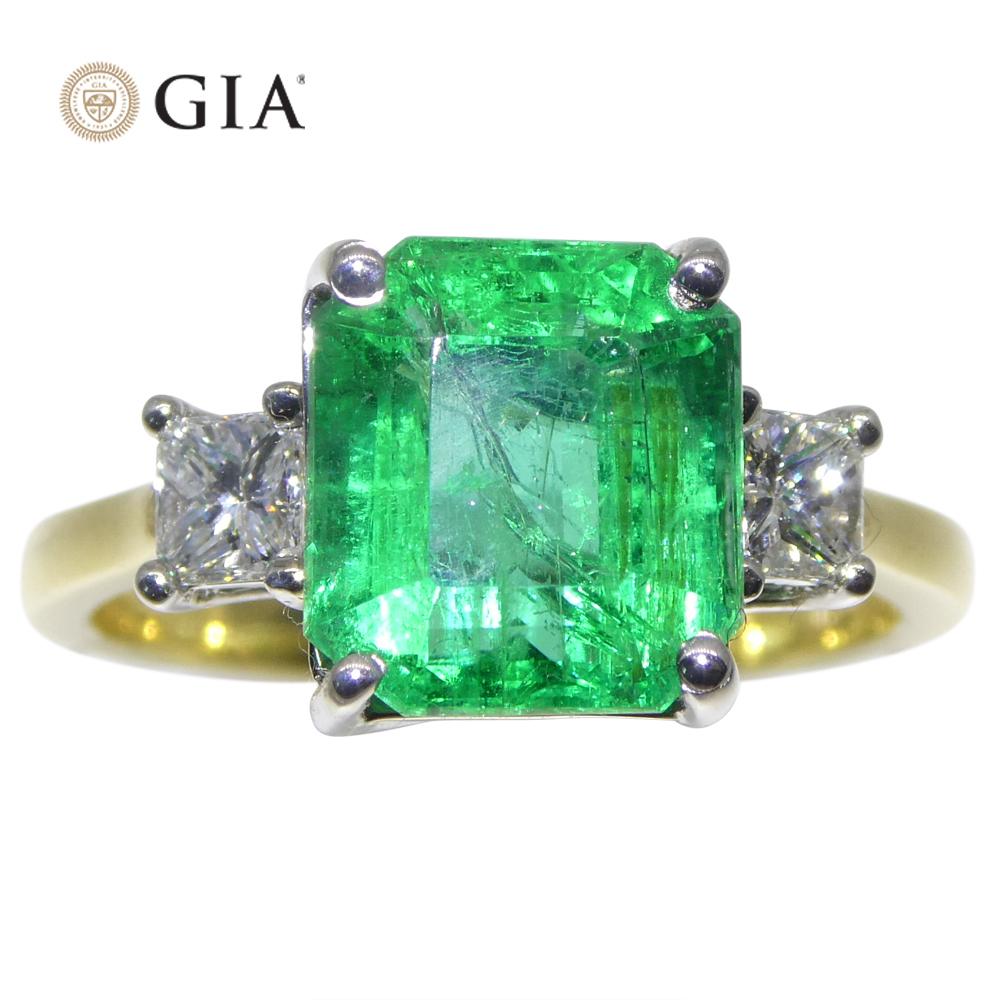 3,64ct Grüner Smaragd, Diamant Verlobungsring in 18k Weiß- und Gelbgold im Zustand „Neu“ im Angebot in Toronto, Ontario