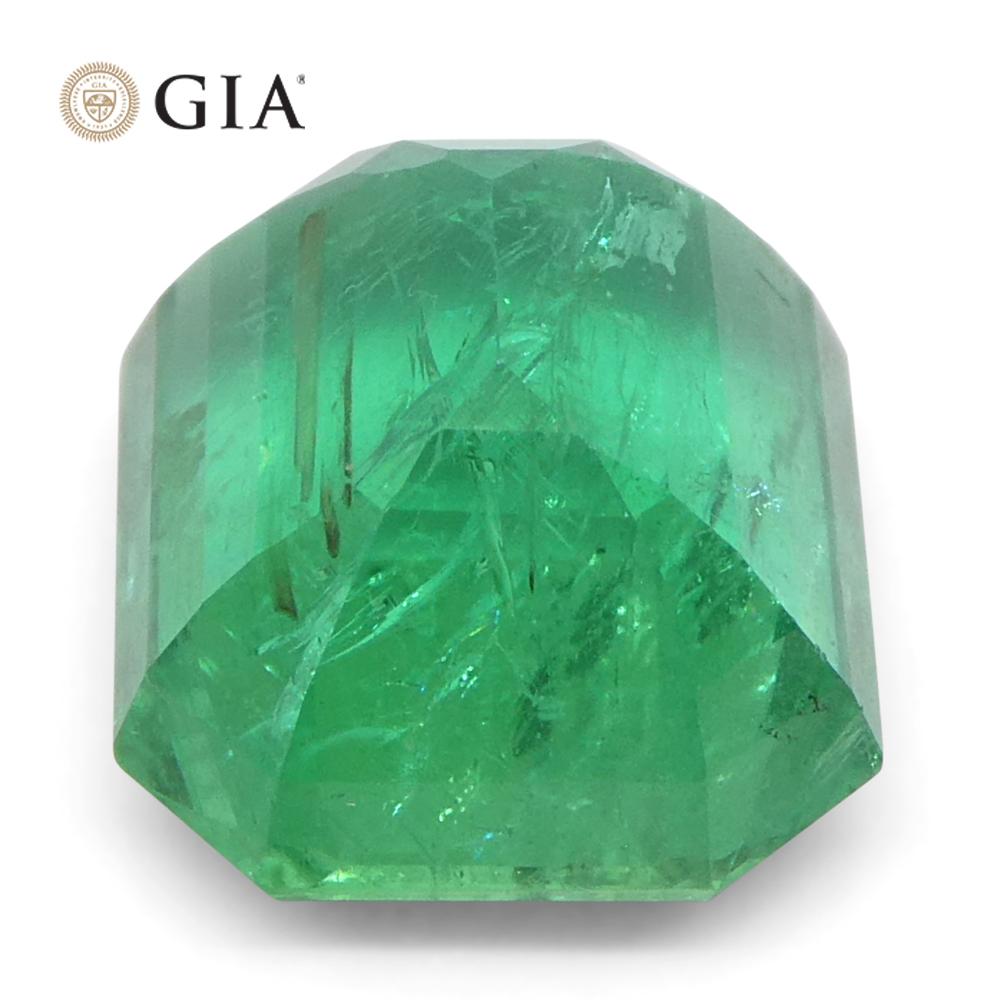 3.64ct Octagonal/Emerald Cut Green Emerald GIA Certified Zambia (F2) en vente 6