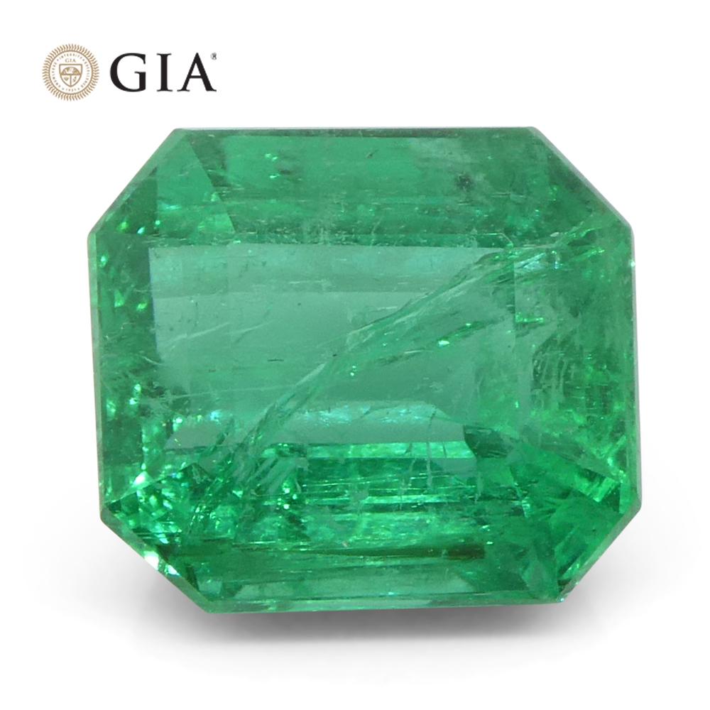 3.64ct Octagonal/Emerald Cut Green Emerald GIA Certified Zambia (F2) Neuf - En vente à Toronto, Ontario