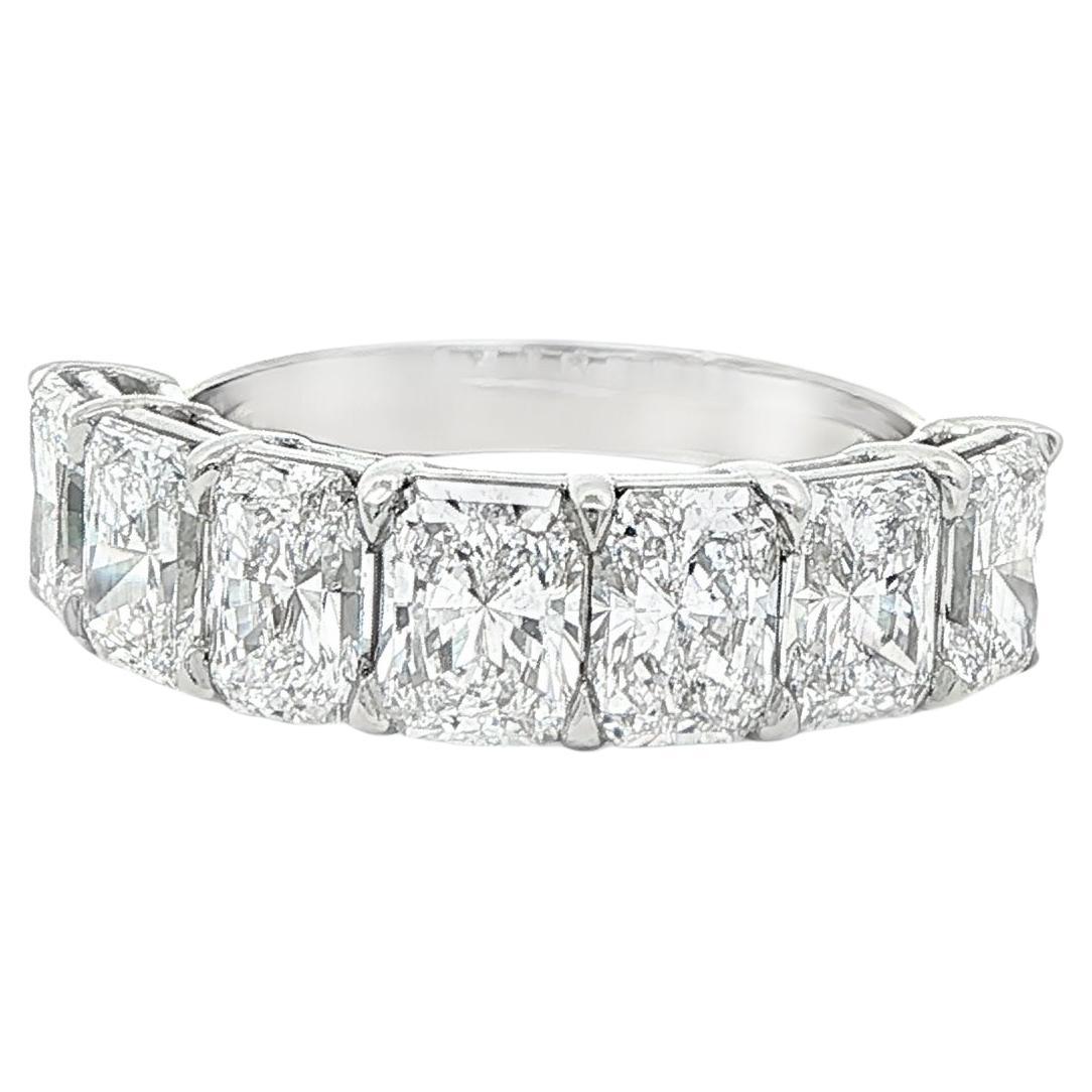 3.64CTW Seven GIA Certified Radiant Cut Diamond Band in Platinum For Sale
