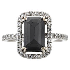 3.65 Carat Black Diamond 18K White Gold Diamond Cocktail Ring