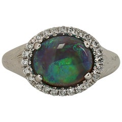 Gems Are Forever 3.65 Carat Black Opal and Diamond Ring