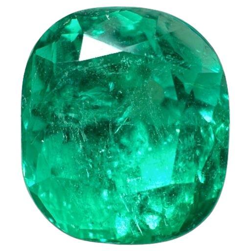 3.65 Carat Bright Yellowish Green Colombian Emerald - Cushion Cut Muzo May Gems