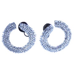 3.65 Carat Diamond 18k Gold & Rhodium Hoop Earrings