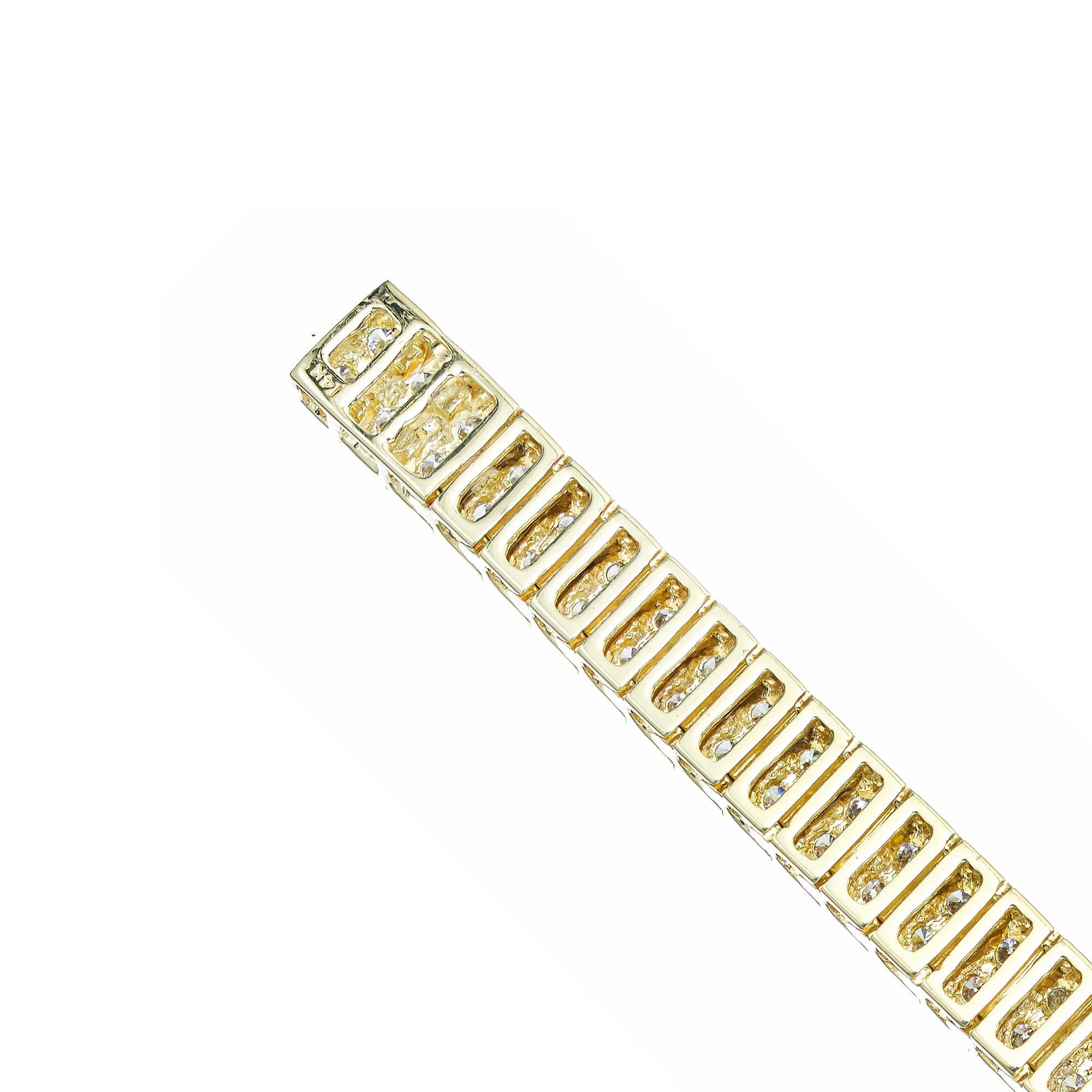 3.65 Carat Diamond Yellow Gold Two Row Tennis Bracelet  In Good Condition For Sale In Stamford, CT