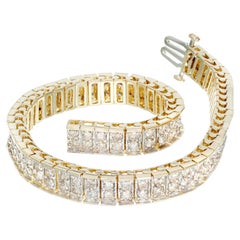 3.65 Carat Diamond Yellow Gold Two Row Tennis Bracelet 