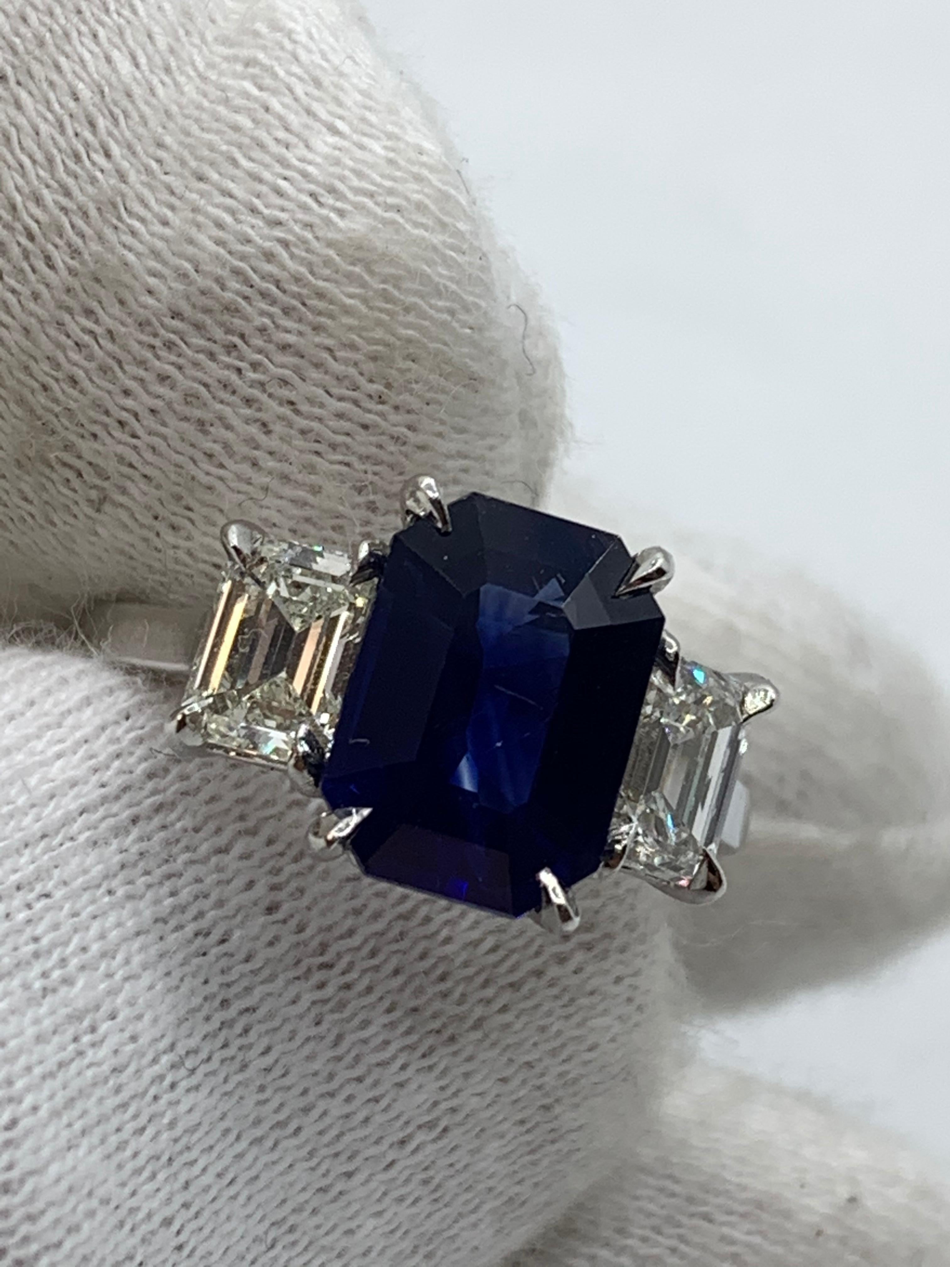 blue sapphire ring emerald cut