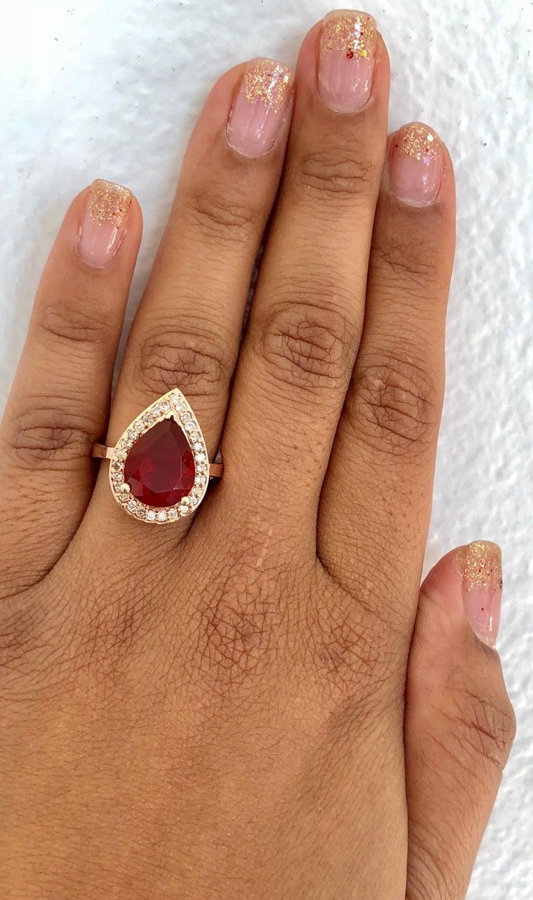 Women's 3.65 Carat Fire Opal Diamond 14 Karat Rose Gold Ring For Sale