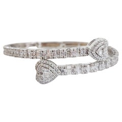 3.65 Carat Heart Shape Bangle White Gold 14 Karat Bracelet