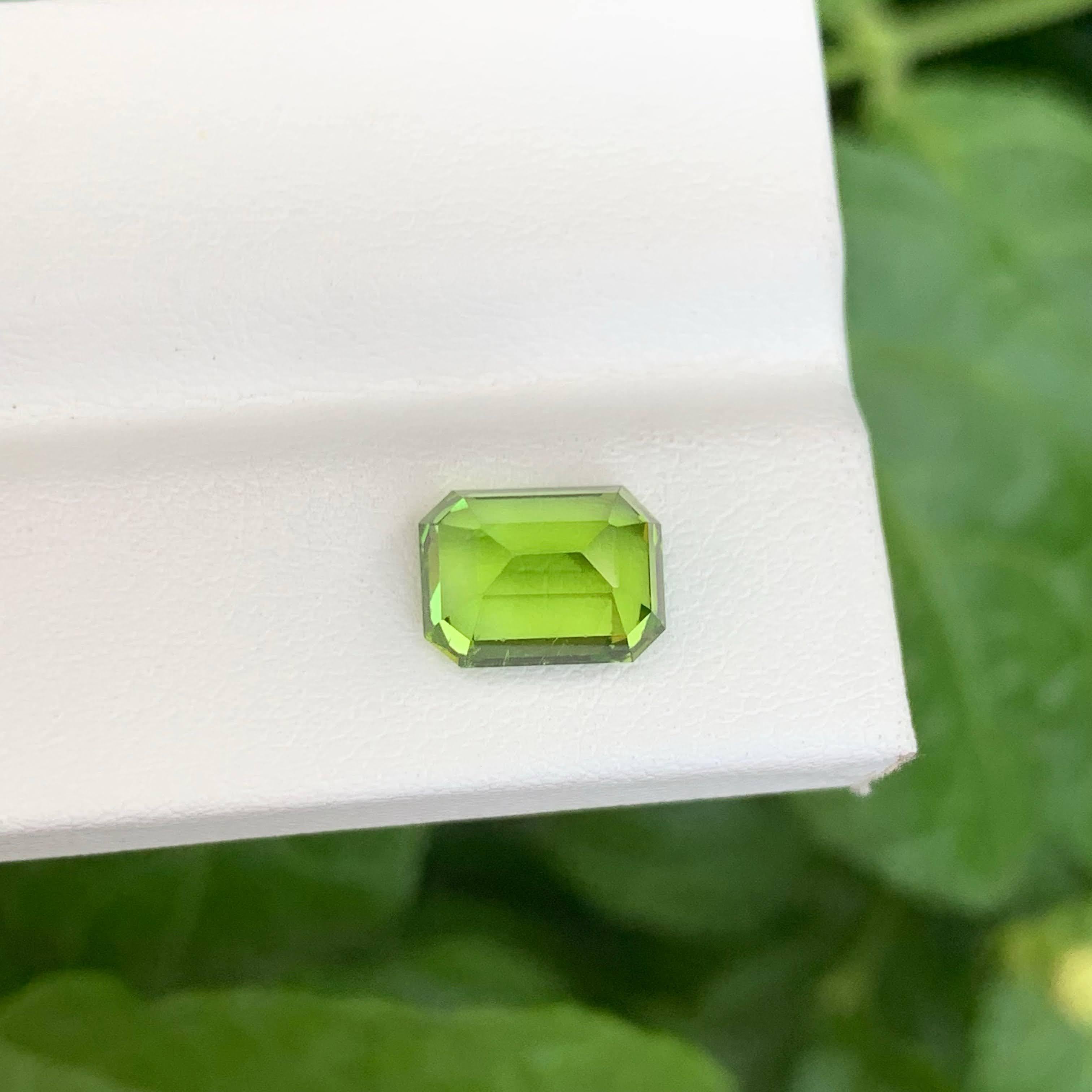3,65 Karat Natürlicher loser Apfelgrüner Peridot Smaragdschliff Pakistanischer Edelstein im Angebot 5