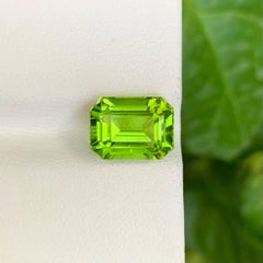 3.65 Carat Natural Loose Apple Green Peridot Emerald Cut Pakistani Gemstone