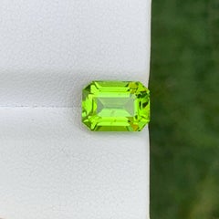 3.65 Carat Natural Loose Apple Green Peridot Emerald Cut Pakistani Gemstone