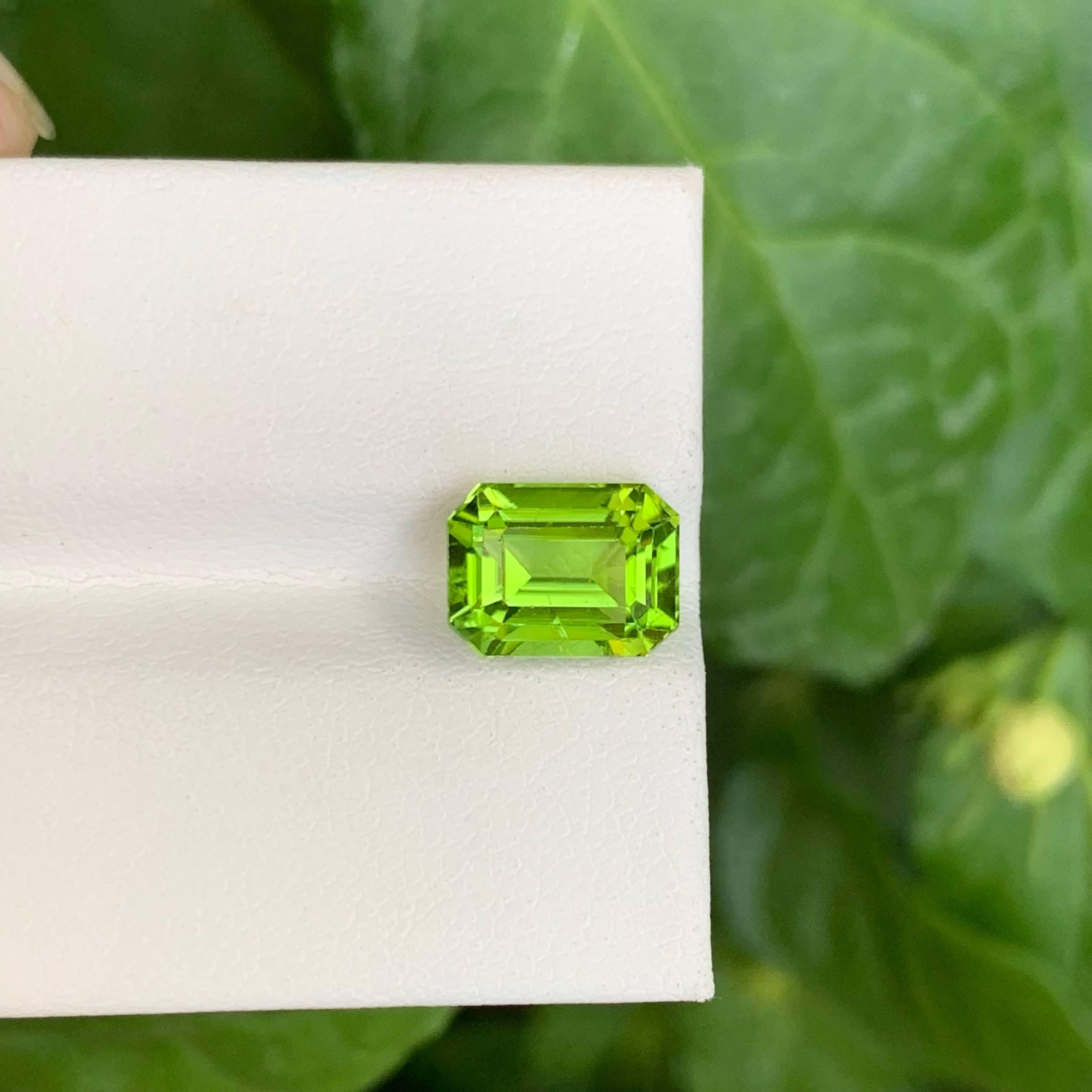 3,65 Karat Natürlicher loser Apfelgrüner Peridot Smaragdschliff Pakistanischer Edelstein im Angebot 3