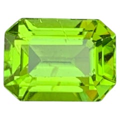 3.65 Carat Natural Loose Apple Green Peridot Emerald Cut Pakistani Gemstone