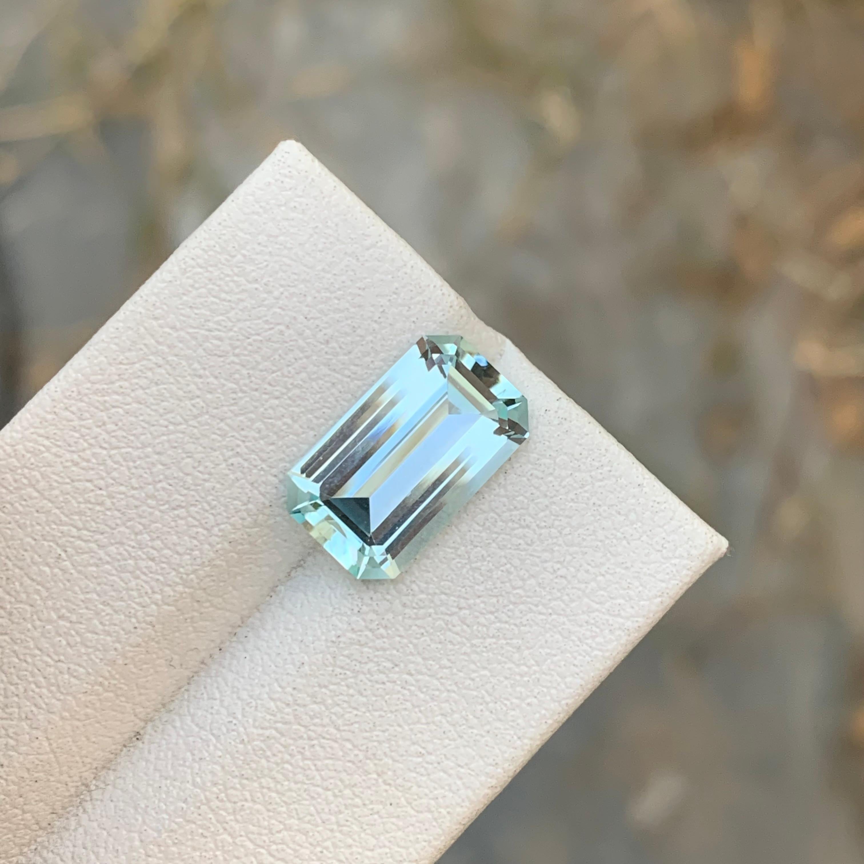 Loose Aquamarine
Weight: 3.65 Carat
Dimension: 13.2 x 7.9 x 4.9 Mm
Colour : Blue and white
Origin: Shigar Valley, Pakistan
Treatment: Non
Certificate : On Demand
Shape: Emerald

Aquamarine is a captivating gemstone known for its enchanting