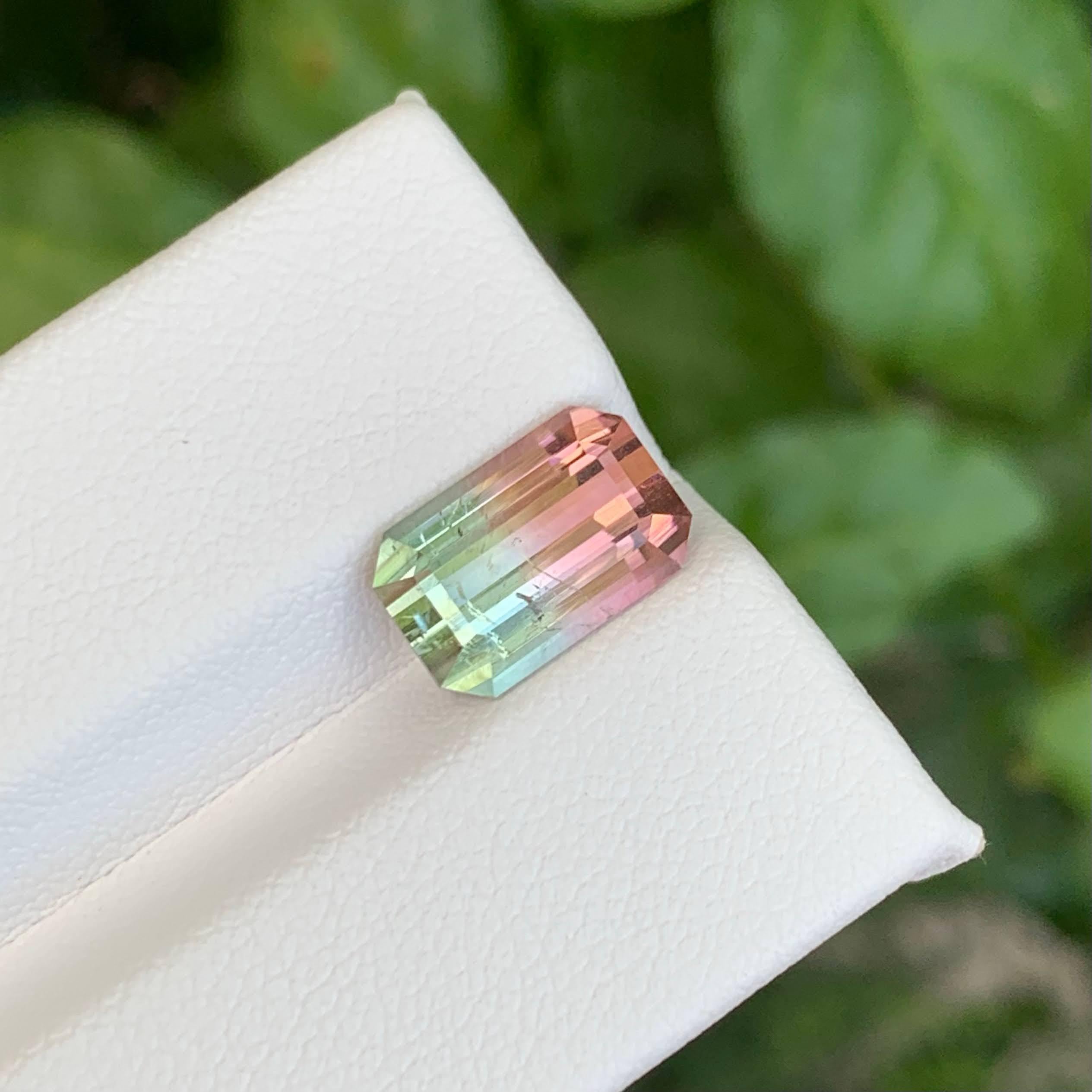 3,65 Karat Natürliche Lose Bicolor Turmalin Stein Smaragdschliff Afghanischer Edelstein im Angebot 2