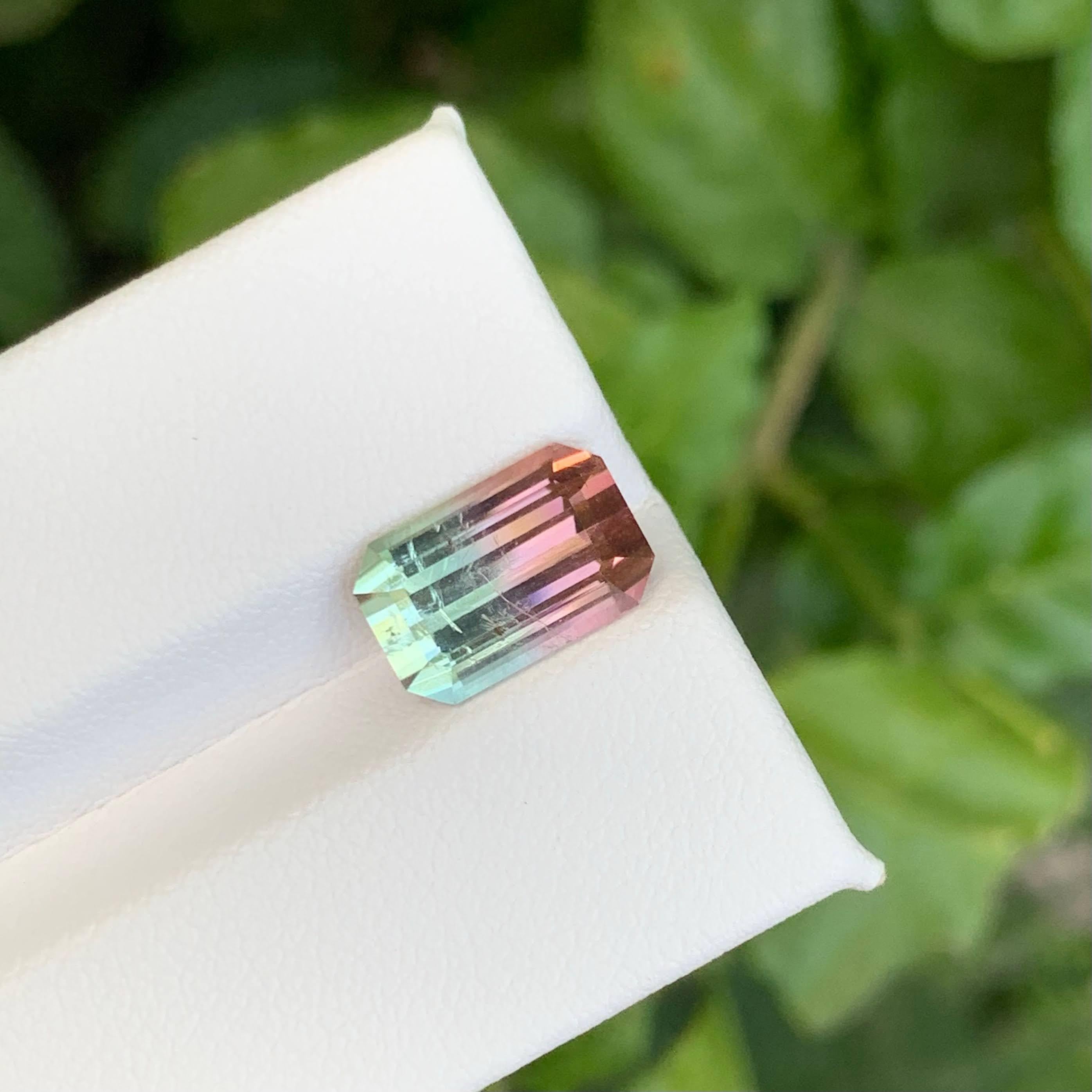 3,65 Karat Natürliche Lose Bicolor Turmalin Stein Smaragdschliff Afghanischer Edelstein im Angebot 3