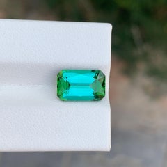 3.65 Carat Natural Loose Blue Green Tourmaline Emerald Shape Gemstone (pierre précieuse en forme d'émeraude)