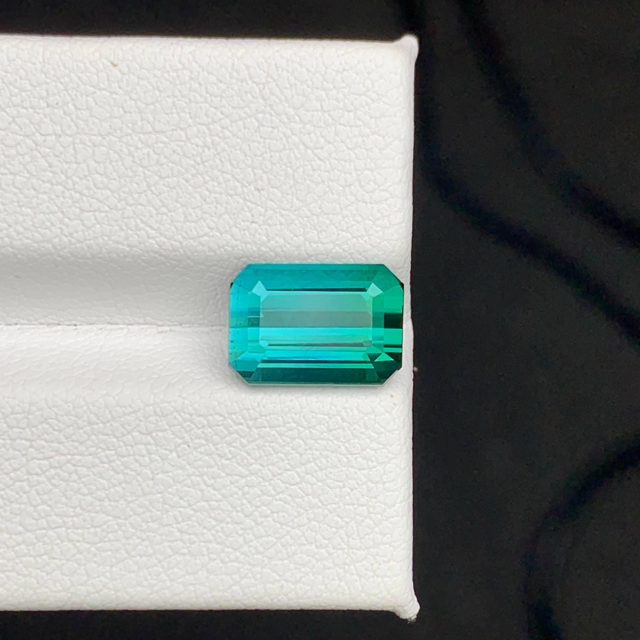 Poids 3,65 carats 
Dimensions 10.3x7.4x5.9mm
Traitement Aucun 
Origine afghane 
Clarté VVS 
Forme Coupe Émeraude 





Cette tourmaline bleue verdâtre en vrac de 3,65 carats est une pierre précieuse captivante, magnifiquement façonnée dans une